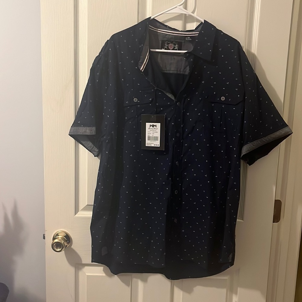 Lions Crest by English Laundry Big & Tall Navy Casual button down shirt in 3X